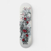 Japanse Cherry Blossom Moon Roos Skull Skateboard (Voorkant)