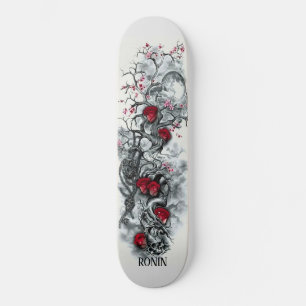 Japanse Cherry Blossom Moon Roos Skull Skateboard