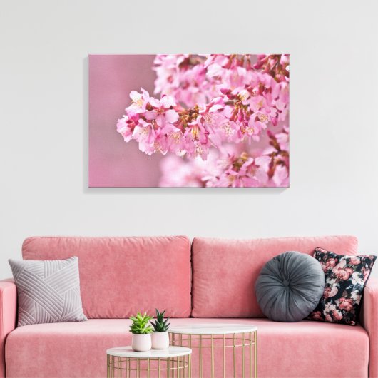 Japanse Cherry Blossom op een Poster aan de rand Canvas Afdruk (Insitu (Woonkamer))
