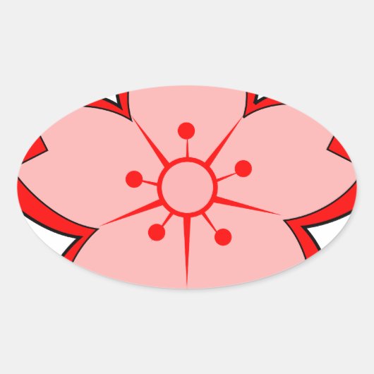Japanse Cherry Blossom Ovale Sticker (Voorkant)
