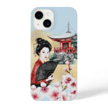 Japanse Cherry Blossom Pagoda Geisha Girl