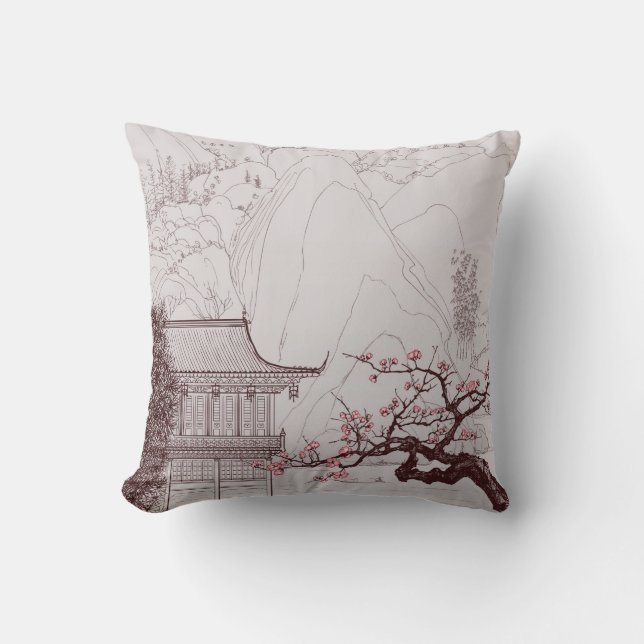 Japanse Cherry Blossom Pillow Kussen (Voorkant)