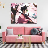 Japanse Cherry Blossom Samurai Canvas Afdruk (Insitu (Woonkamer))