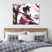 Japanse Cherry Blossom Samurai Canvas Afdruk (Insitu (Slaapkamer))