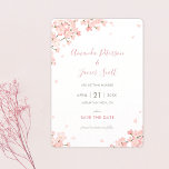 Japanse Cherry Blossom sparen de datum bruiloft Kaart<br><div class="desc">Deze bloemetjesbruiloft, behalve de date flat card sjabloon, draagt je namen op die geaccentueerd worden door Japanse kersenbloesems. De namen en SAVE de tekst van de DATUM zijn in een zeer zacht rood en de andere details zijn een elegante toon die elementen van grijs en oranje heeft. We hebben de...</div>