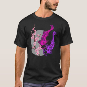 Japanse Cherry Blossom Tree Koi Fish Yin Yang Mann T-shirt