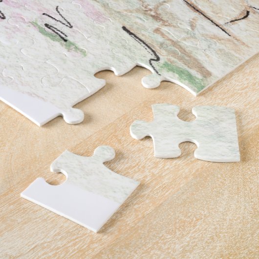 Japanse Cherry Blossom Waterverf Jigzaag Puzzle Legpuzzel (Zijkant)