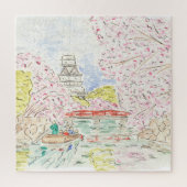 Japanse Cherry Blossom Waterverf Jigzaag Puzzle Legpuzzel (Verticaal)