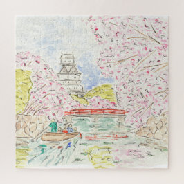 Japanse Cherry Blossom Waterverf Jigzaag Puzzle Legpuzzel