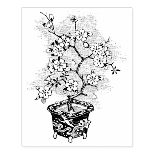 Japanse Cherry Bonsai Boom  kunststempel Rubberstempel (Afrduk)