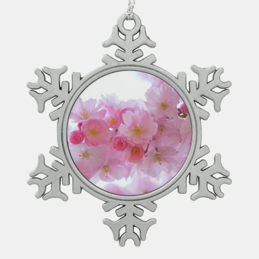 Japanse Cherry Tree Flower Tin Sneeuwvlok Ornament (Voorkant)