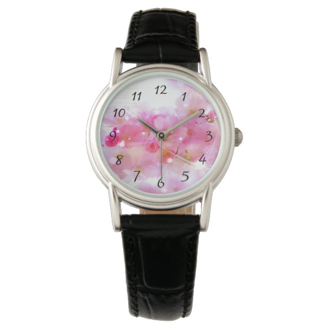 Japanse Cherry Tree met Pastel Pink Blossom Horloge (Voorkant)