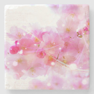 Japanse Cherry Tree met Pastel Pink Blossom Stenen Onderzetter