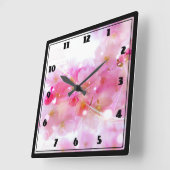 Japanse Cherry Tree met Pastel Pink Blossom Vierkante Klok (Hoek)