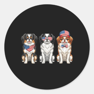 Japanse Chin 4 juli Amerikaanse Vlag Hond Ronde Sticker