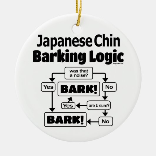 Japanse Chin Barking Logic Keramisch Ornament (Voorkant)