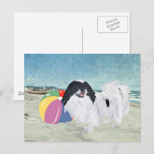 Japanse Chin Beach Ball Briefkaart (Voorkant / Achterkant)