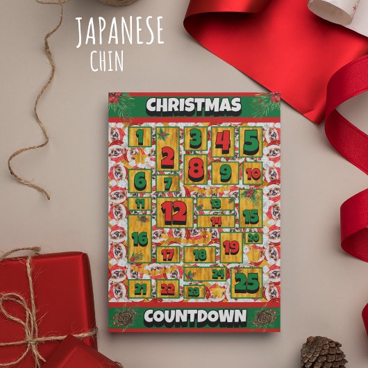 Japanse Chin Countdown Kerst Adventkalender Feestdagenkaart