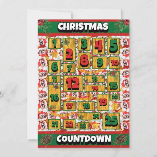 Japanse Chin Countdown Kerst Adventkalender Feestdagenkaart (Voorkant)