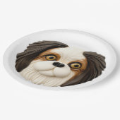 Japanse Chin Dog 3D geïnspireerd Papieren Bordje (Gekanteld)
