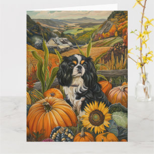 Japanse Chin Dog Autumn Harvest Thanksgiving Kaart