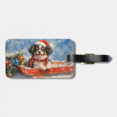 Japanse Chin Dog in Sledge Laat het Sneeuw Kerstmi Bagagelabel (Achterkant horizontaal)