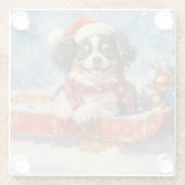 Japanse Chin Dog in Sledge Laat het Sneeuw Kerstmi Glazen Onderzetter (Achterkant)
