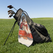 Japanse Chin Dog in Sledge Laat het Sneeuw Kerstmi Golfhanddoek (Groen)