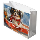 Japanse Chin Dog in Sledge Laat het Sneeuw Kerstmi Groot Cadeauzakje (Achterkant Gekanteld)