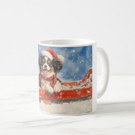 Japanse Chin Dog in Sledge Laat het Sneeuw Kerstmi Koffiemok (Voorkant rechts)