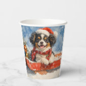 Japanse Chin Dog in Sledge Laat het Sneeuw Kerstmi Papieren Bekers (Achterkant)