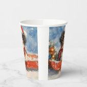 Japanse Chin Dog in Sledge Laat het Sneeuw Kerstmi Papieren Bekers (Links)