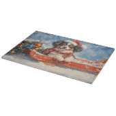 Japanse Chin Dog in Sledge Laat het Sneeuw Kerstmi Snijplank (Hoek)