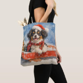 Japanse Chin Dog in Sledge Laat het Sneeuw Kerstmi Tote Bag (Dichtbij)