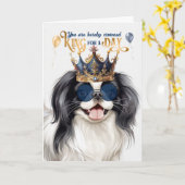 Japanse Chin Dog King voor een dag grappige verjaa Kaart (Gele Bloem)