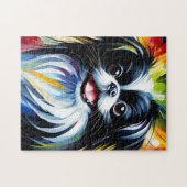 Japanse Chin Dog Portret Acryl Art Print Hond Legpuzzel (Horizontaal)