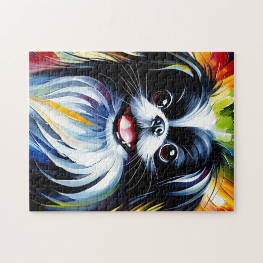 Japanse Chin Dog Portret Acryl Art Print Hond Legpuzzel (Horizontaal)