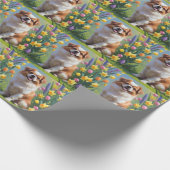 Japanse Chin Dog Spring Bloemen Schilderen Cadeaupapier (Hoek)