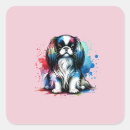 Japanse Chin Dog Vierkante Sticker