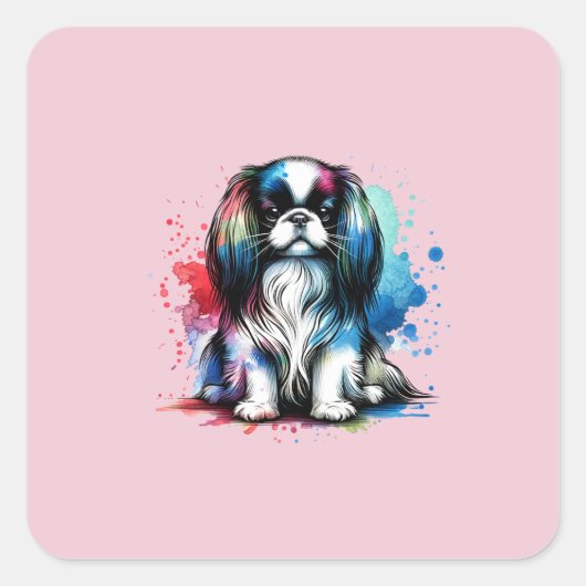 Japanse Chin Dog Vierkante Sticker (Voorkant)