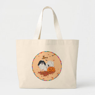 Japanse Chin Halloween Grote Tote Bag