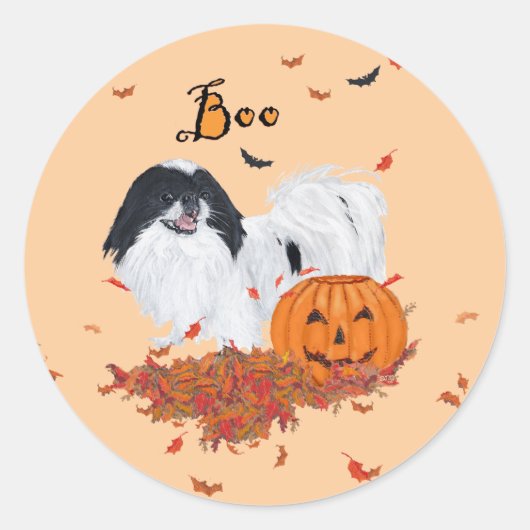 Japanse Chin Halloween Ronde Sticker (Voorkant)