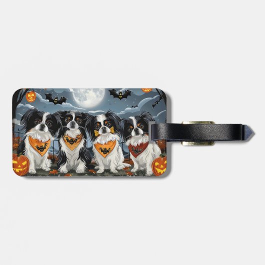 Japanse Chin Halloween Spooky Bagagelabel (Achterkant horizontaal)