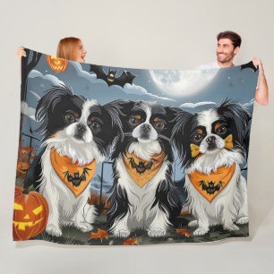Japanse Chin Halloween Spooky Fleece Deken