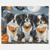Japanse Chin Halloween Spooky Fleece Deken (Voorkant (Horizontaal))