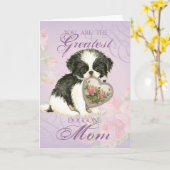 Japanse Chin Heart mama Kaart (Gele Bloem)