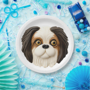 Japanse Chin Hond 3D Geïnspireerd Papieren Bordje