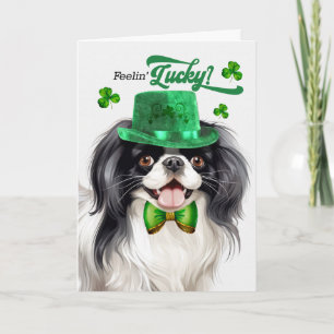 Japanse Chin Hond Gelukkige St. Patrick's Dag Feestdagen Kaart