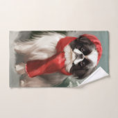 Japanse Chin Hond in Sneeuw Kerstmis Bad Handdoek (Handdoek)