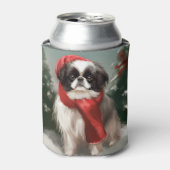 Japanse Chin Hond in Sneeuw Kerstmis Blikjeskoeler (Blikje Voorkant)